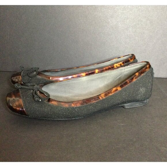 Stuart Weitzman Womens Black Tortoise Shell Trim Ballet Flats Size 7 M Made In S - Picture 3 of 13